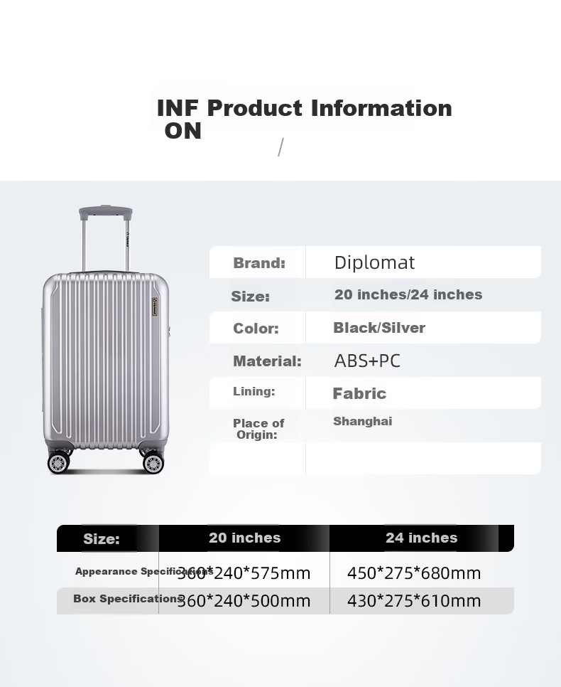 Diplomat 24-Inch Expandable Luggage Suitcase with Wheels And Password Lock for Men And Women Travelers TC-6673 7