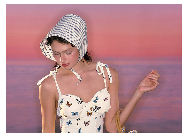 AtlanticBeach 2025 New Popular Butterfly One-Piece Swimsuit for Women Summer High-End Skirt-Style Beach Resort Swimwear 8