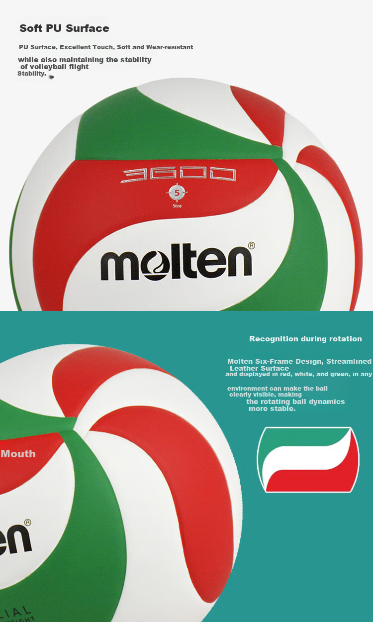Molten Volleyball V5M3600 PU Block Inner Liner for Competition And Training, Recommended for Middle School Students' Exams And High School Entrance Exams 3