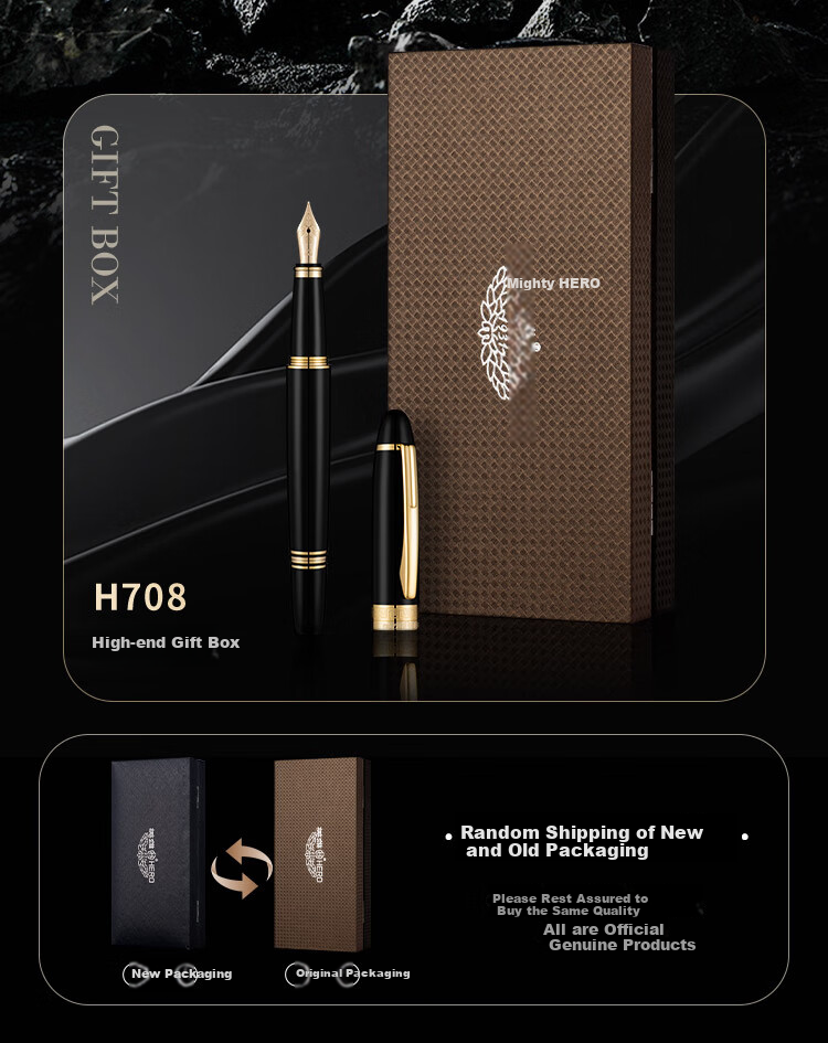 HERO Fountain Pen And Signature Pen, H708 Series 10K Gold Pen, Mid-Autumn Festival, National Day, Birthday Gift, High-End Business Stationery Gift, Classic Gift Box 11