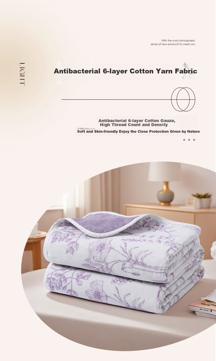 KING SHORE All-Cotton Antibacterial Towel Blanket, Six-Layer Gauze Quilt, Summer Air Conditioning Cover Blanket, Nap Blanket, Ruxiao, 200*240cm 4