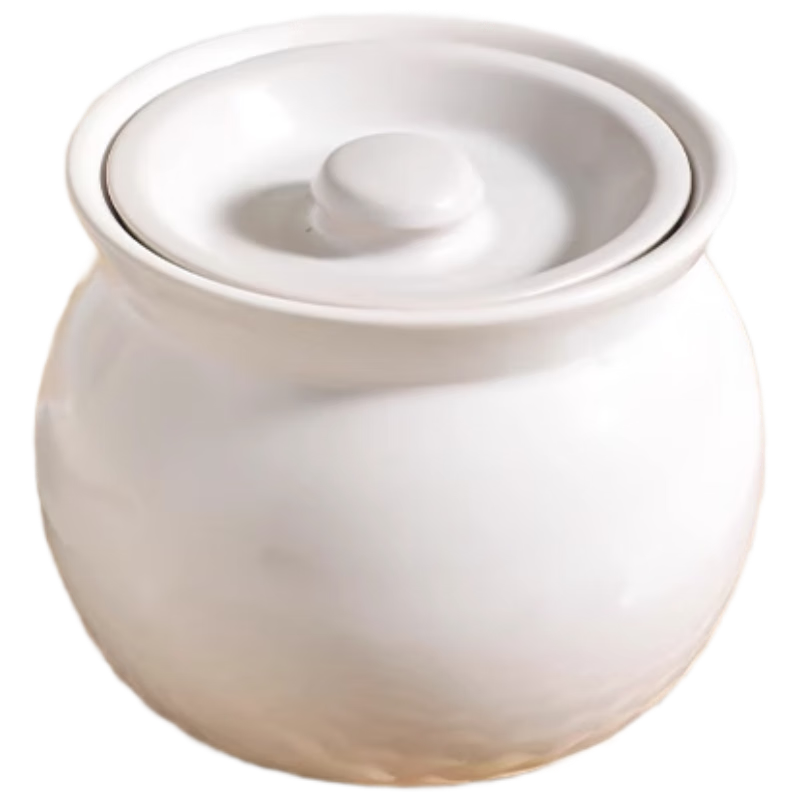 Deming Ceramic Stew Pot with Lid, Water Bath Steamer Bowl for Home Use, Food-Grade Ceramic Double Boiler for Bird's Nest and Steamed Egg