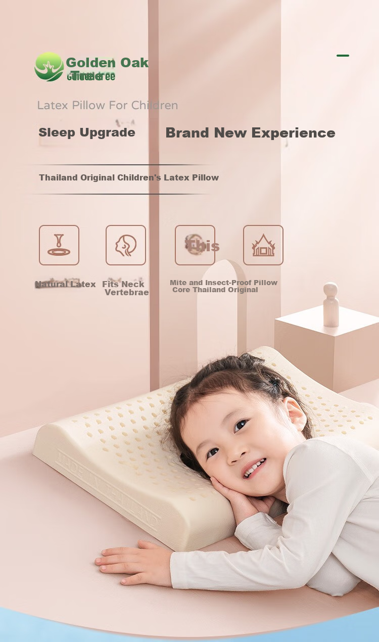 Jinxiangshu Thai Imported Latex Pillow, Cervical Pillow, Rubber Sleeping Pillow, Breathable Wave Pillow for Children And Teenagers, Ages 1-6 1