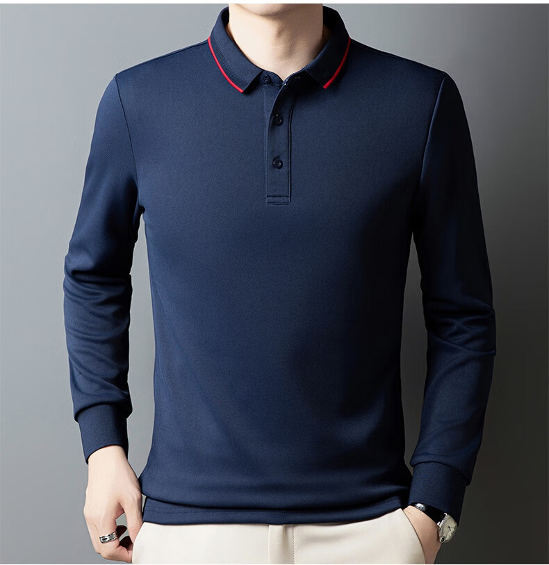 MULINSEN Men's Long Sleeve Polo Shirt Spring Autumn Casual Business Simple Black M 7
