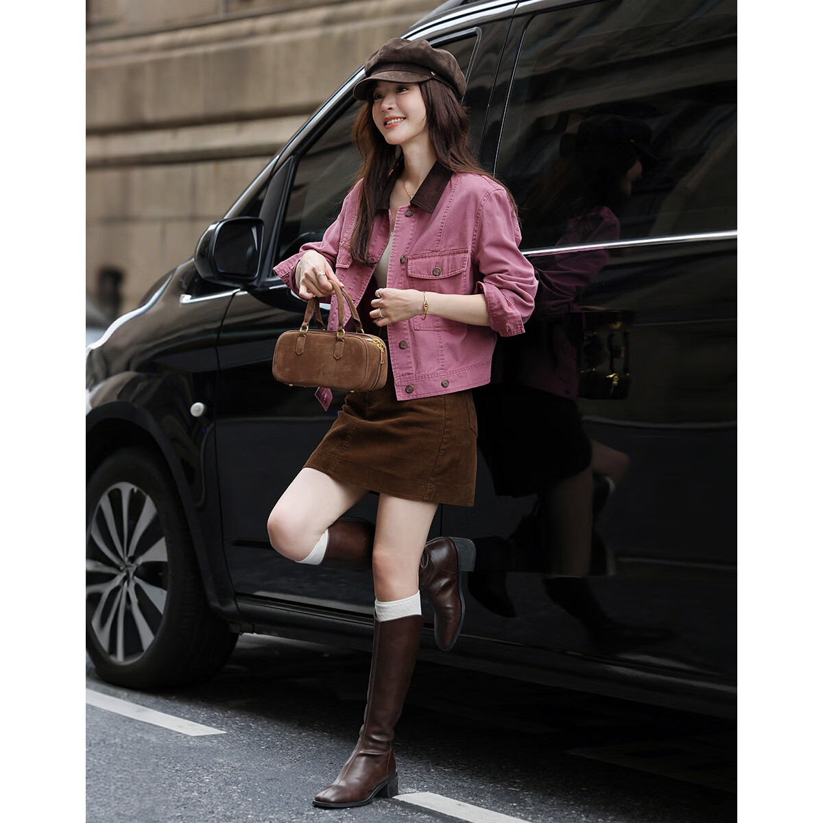 Mt Rose Wild Autumn American Vintage Cotton Color-Block Lapel Loose Short Women's Denim Jacket