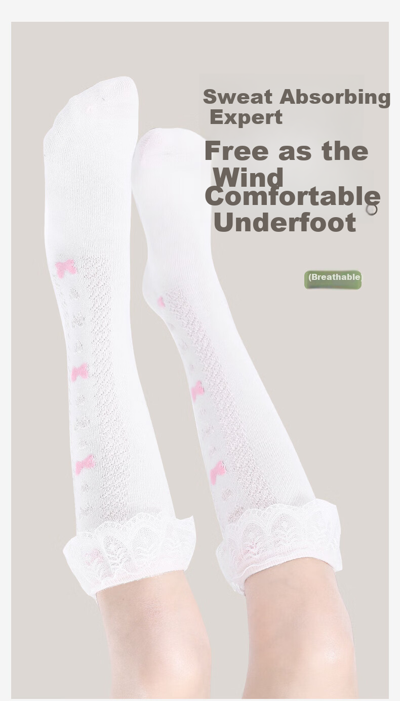 Barbie Children's Mid-Calf Socks, Girls' High Socks for Spring And Autumn, Lace Mesh Socks for Girls, White And Pink, 2 Pairs Set 7