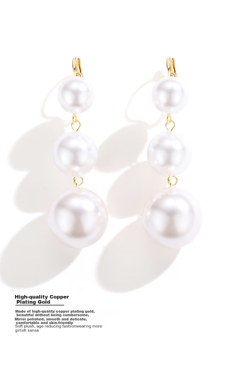 Dairuo Pearl Earrings, White Studs, Face-Slimming, Fashionable, Long-Style, Practical for Women, Versatile for Commuting, Versatile Earrings, Gift 4