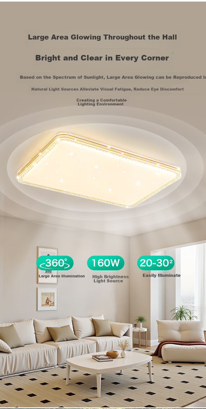 MICOE LED Ceiling Light Luxury Eye-Care Light Source for Living Room Bedroom Dining Room 11