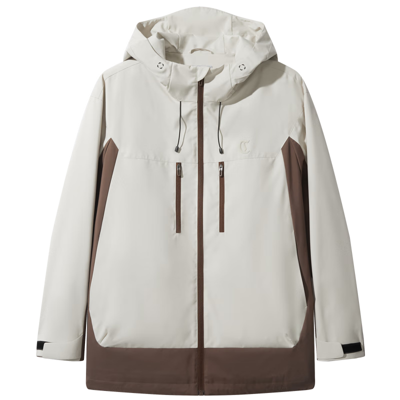 CABBEEN Polyester Suede Plain Casual Men's Three-Proof Outdoor Spliced Color-Block Winter Jacket