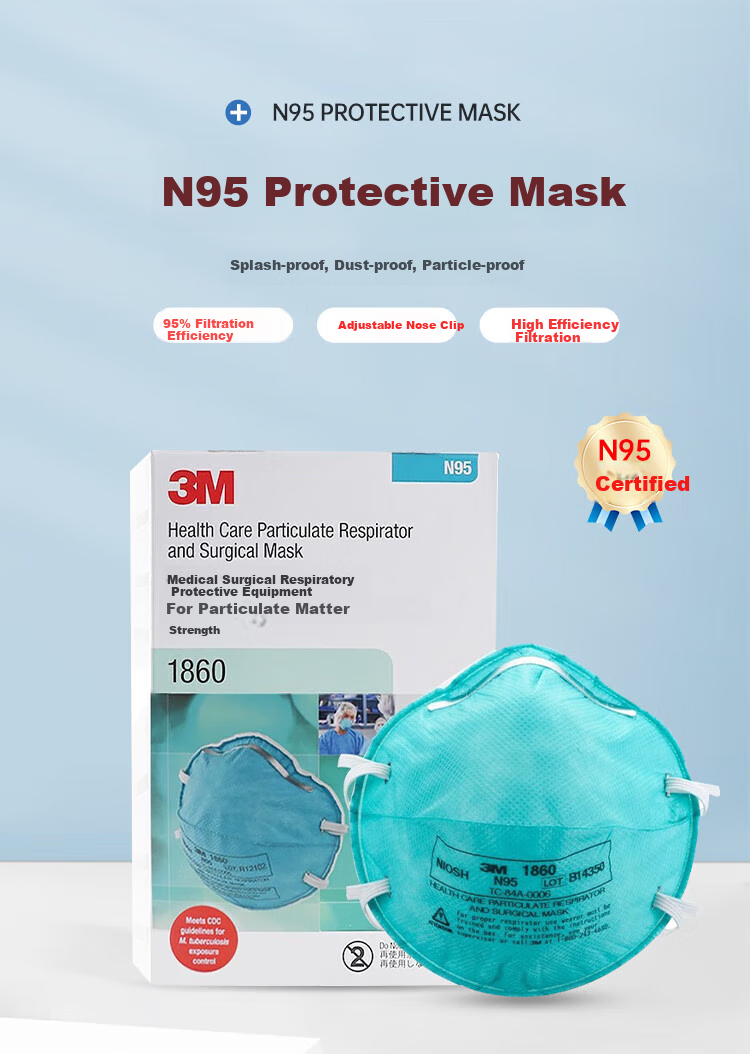 3M N95 Mask, Protects Against Influenza Virus Droplets, Anti-Smog PM2.5, Prevents Industrial Dust Particles, Pollen Mask, Head-Mounted 9132, Individually Packaged, 30 Pieces/box 2