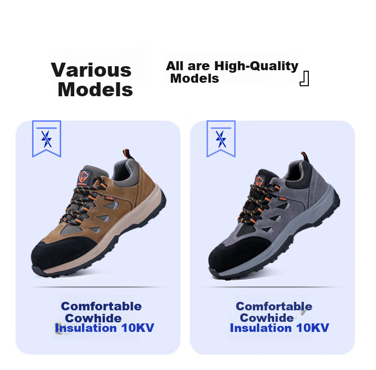 Lanoudun Safety Shoes for Men, Electrician Insulated 10KV, Non-Slip, Anti-Smashing, Puncture-Resistant, Comfortable, Breathable Work Boots D206GY Size 44 11