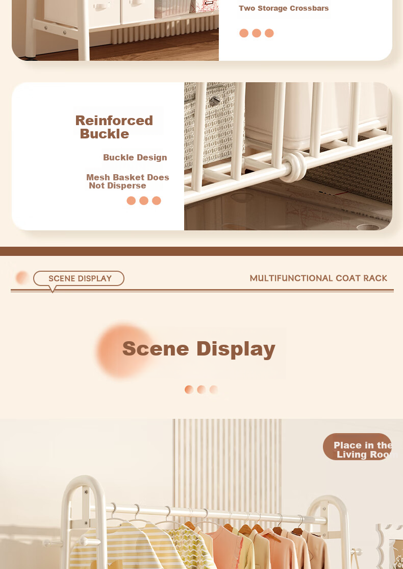 BIX Floor-Standing Clothes Rack for Bedroom, Home Drying Rack, Simple Coat And Hat Stand, Indoor Balcony Clothes Hanger, 1.2m, White 12