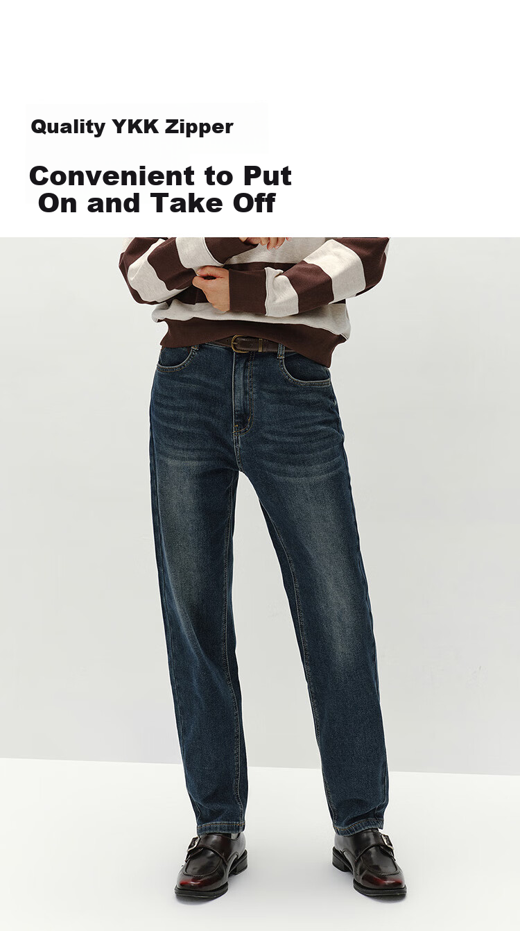 Semir Senrou | Women's Jeans, Winter Fleece-Lined, Distressed Tapered Pants, Comfortable Retro Long Trousers, 103724124004 8