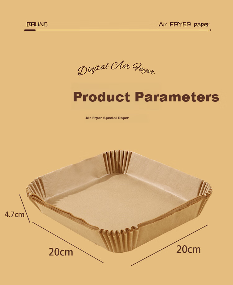 BJ Air Fryer Baking Oil-Absorbing Paper, 16cm, 100 Sheets, Disposable Paper Trays, Non-Stick Oven Liners, Camping Oil-Proof Paper 15