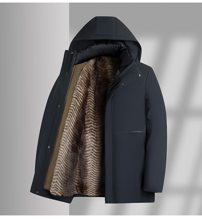 TUCANO Men's Winter Fleece-Lined Thickened Cotton Jacket Detachable Liner Warm Cold-Resistant Coat for Middle-Aged and Elderly Men 5