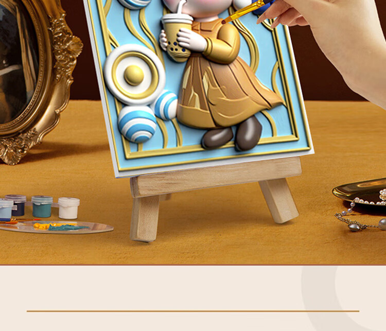 Maojiujiang 3D Embossed Hand-Drawn Set, Children's DIY Digital Oil Painting Kit, Beginner-Friendly 3D Coloring Painting, Decorative Gift 1
