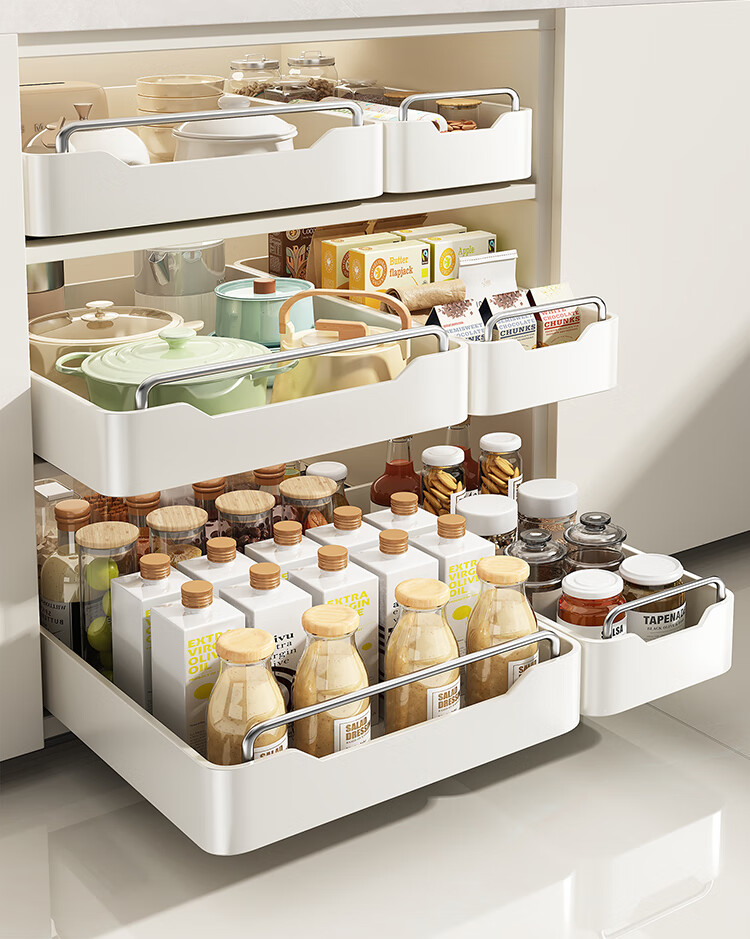 Shuaishi Kitchen Storage Rack, Cabinet Pull-Out Basket, Drawer-Style Spice Organizer, Dish And Bowl Storage Shelf, Pull-Out Bowl And Plate Storage Rack 4