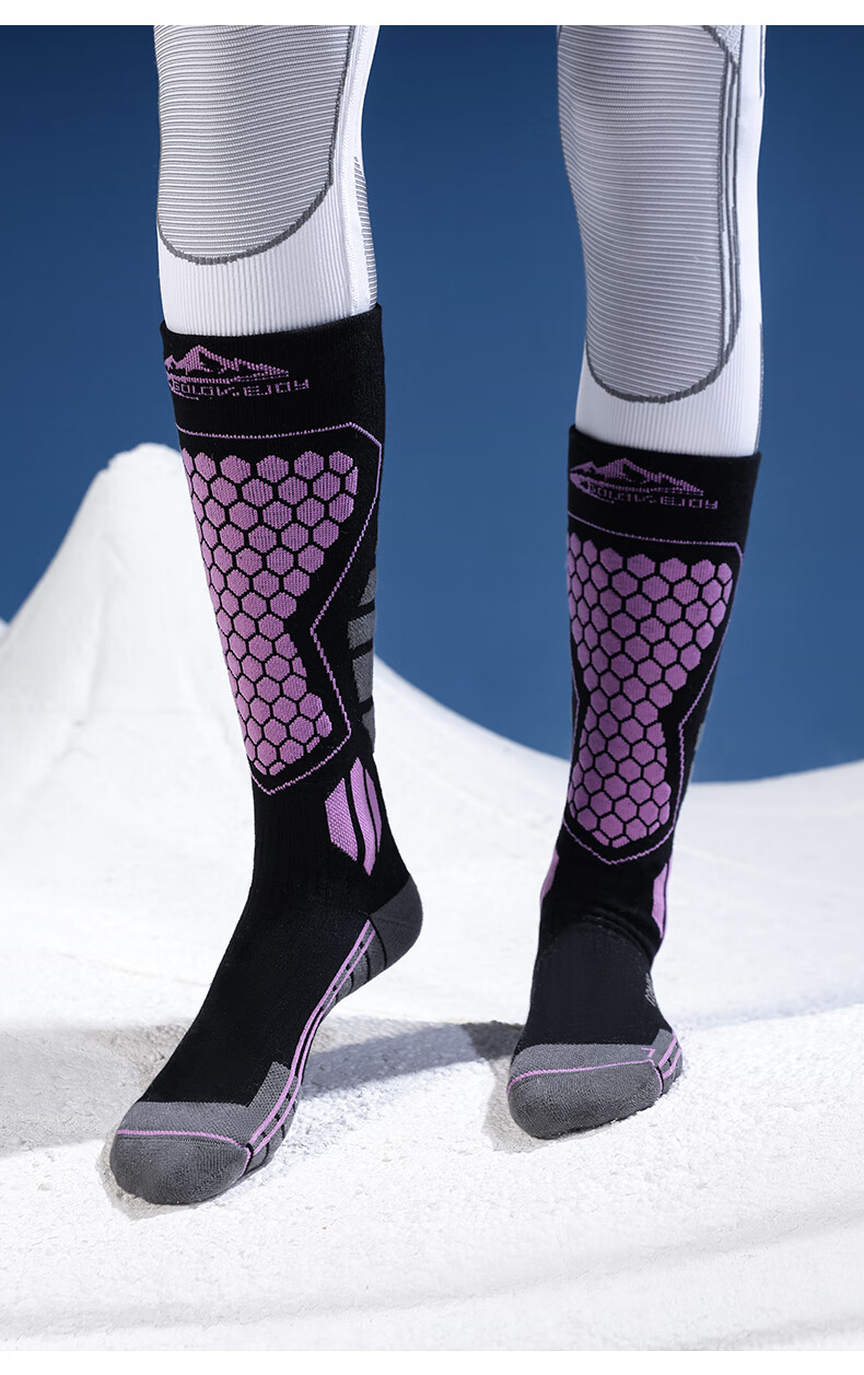 GOLOVEJOY Professional Ski Socks Merino Wool Women's Winter Warm Compression Socks White Gray Size S (35-39) 5