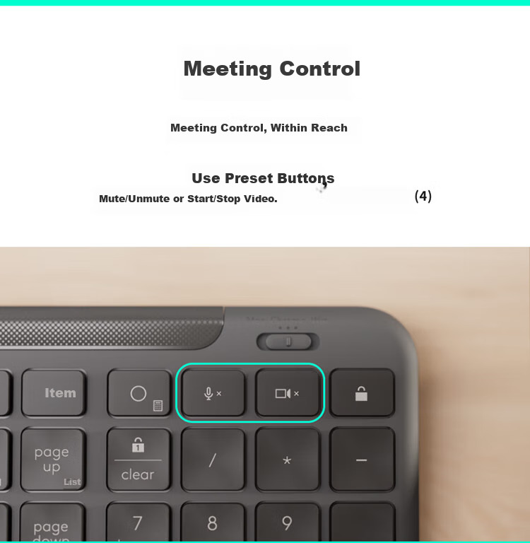 Logitech MX Keys Mini Wireless Bluetooth Keyboard, Premium Office Smart Backlit, with Receiver, Commercial Version, Graphite Black, 79 Keys 5