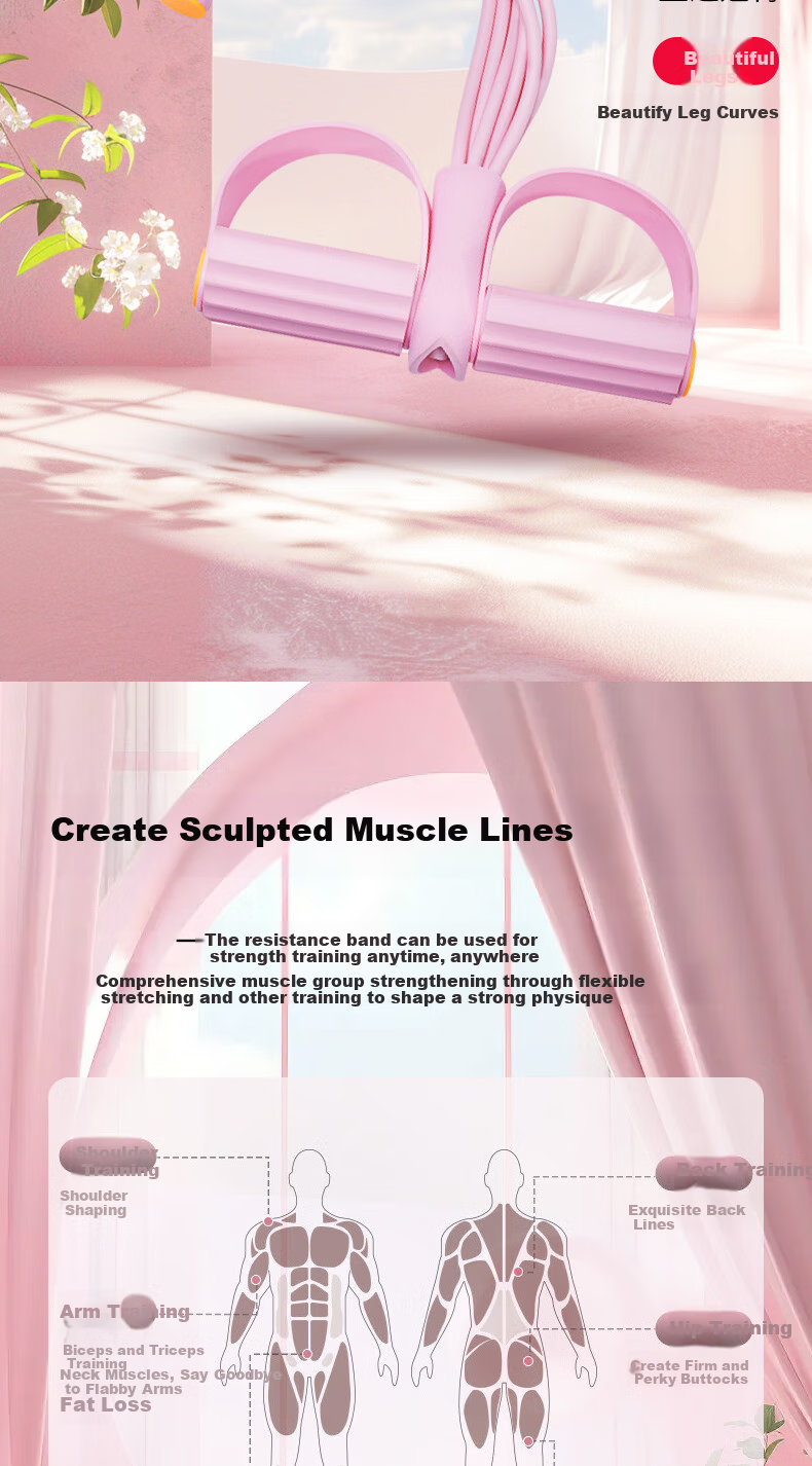 361° Foot Pedal Resistance Band, Multifunctional Fitness Elastic Rope, Sit-Up Assist Device, Foot Pedal Abdominal Stretching Equipment, Purple 3