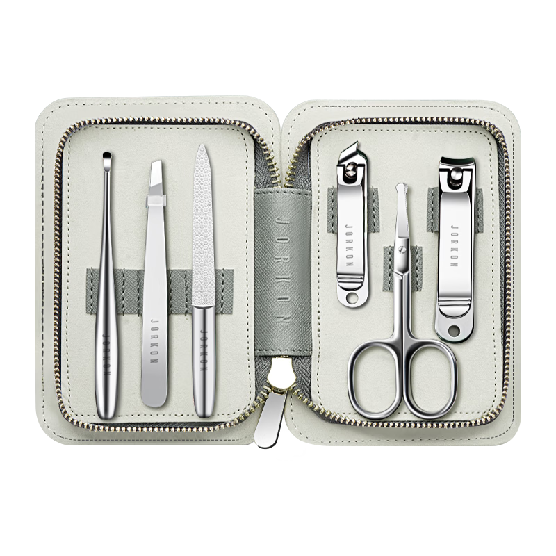 JIANGONG Manicure Set, 6-Piece Tool Kit for Men Including Diagonal Nail Clippers, Nose Hair Trimmer, Ear Pick, Gift-Giving Set
