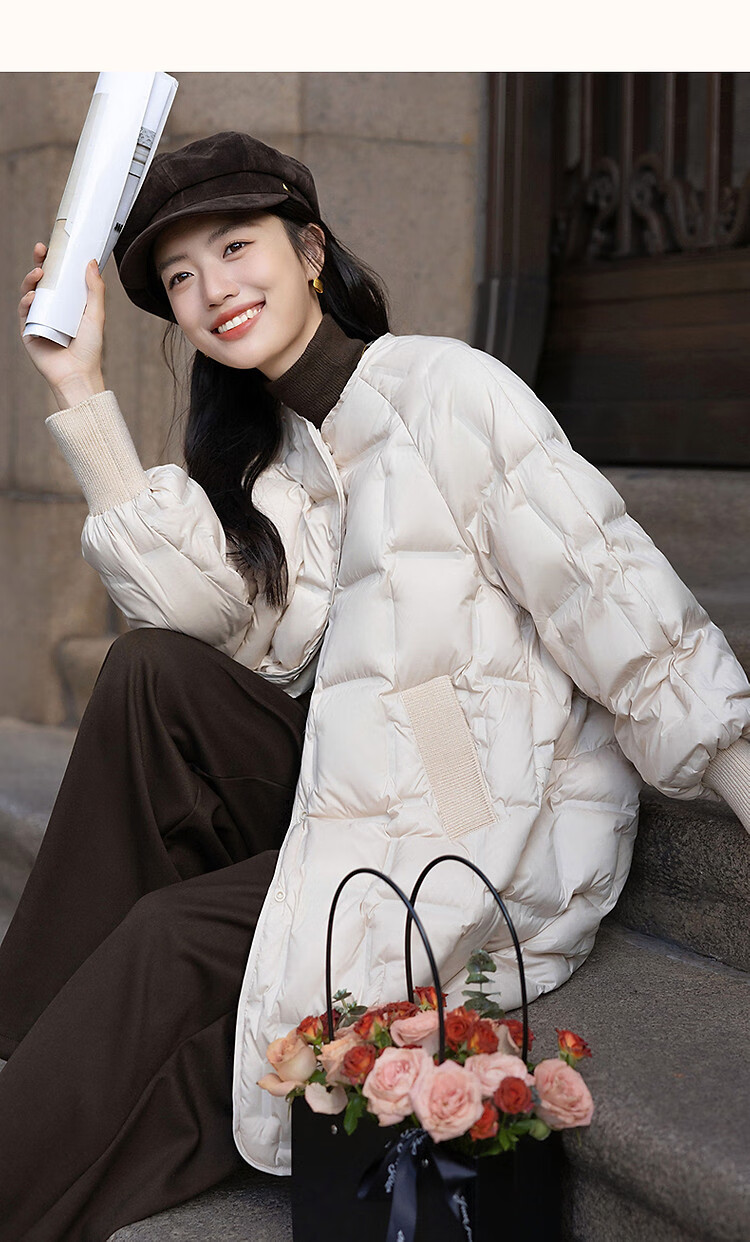 Dme [Puff Lover] 25 Winter Cloud 90% Duck Down Matte Horizontal Knitted Slimming Bread Women's Down Jacket 19