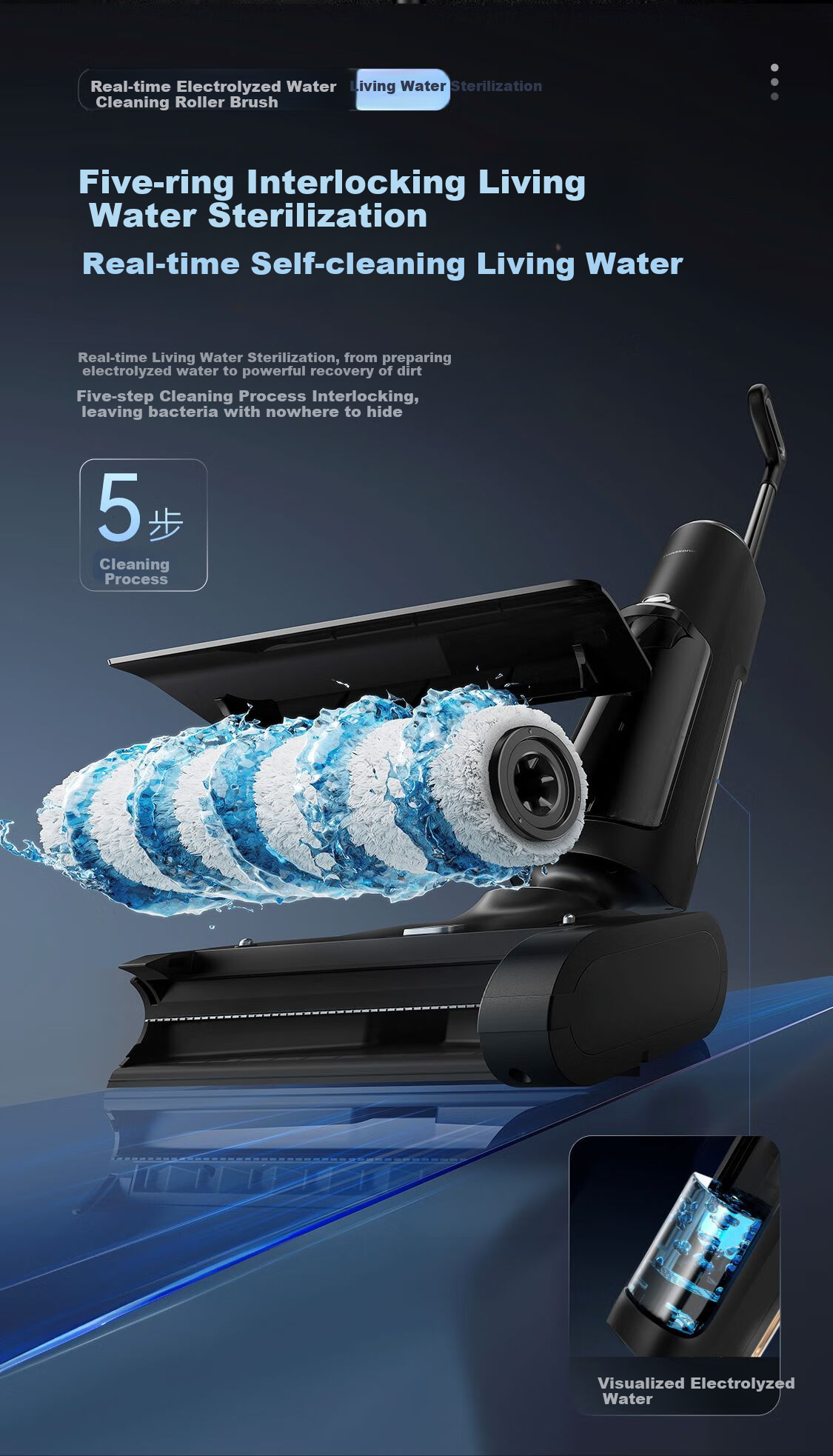 Panasonic [Cleaning Wonder] Floor Scrubber Vacuum Mop All-In Automatic Cleaning Machine Vacuum Cleaner for Home Use with Anti-Hair Tangling Separation, Active Water Sterilization, Long-Lasting Battery Life MC-XC25W 6