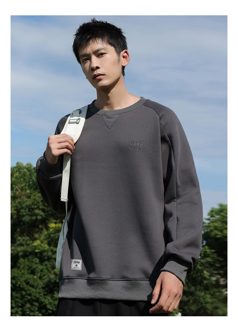 JEEP SPIRIT Men's Sweatshirt, Spring And Autumn Loose-Fit Round Neck Long-Sleeve T-Shirt, Casual Slim-Fit Base Layer Top for Me 8