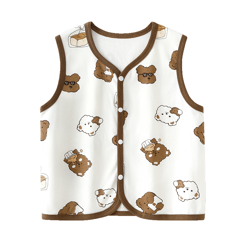 Badibadi Pure Cotton Baby Toddler Vest Spring Autumn Wearable Inner Warm Fashionable Versatile Bear Companion 100