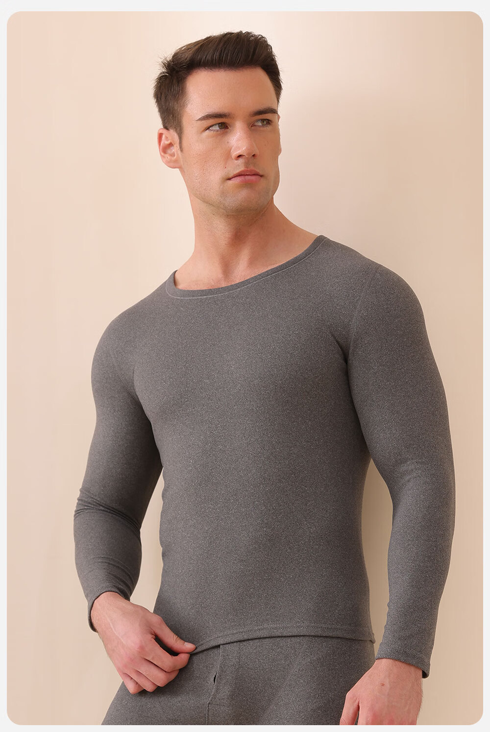 Urban Beauty [Wool and Silk] Men's Thermal Underwear 7A Antibacterial Autumn Winter Fleece Thickened Anti-Static Top and Bottom Set 12