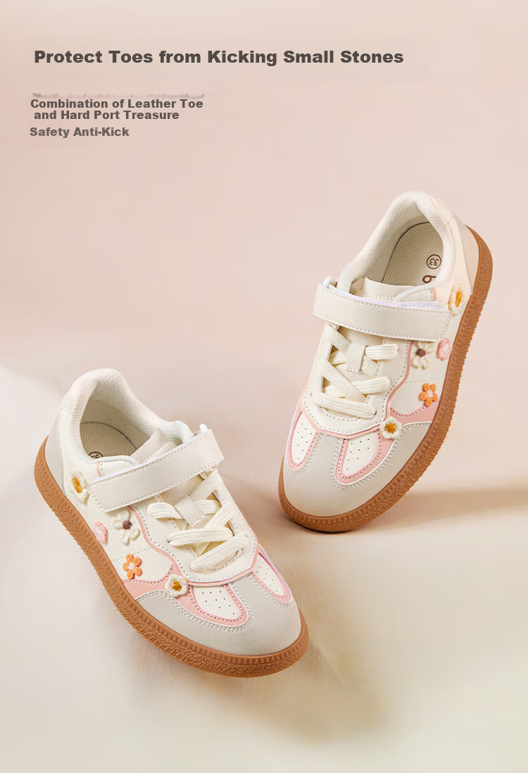 BALABALA Girls' Low-Top Sneakers, Children's Autumn New Style Non-Slip Shoes, Sweet Color-Block Design, Trendy And Cool 3