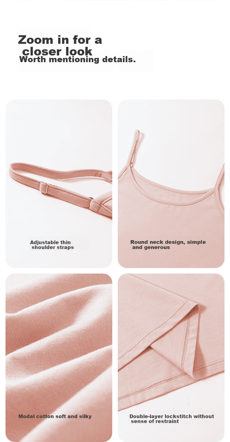 MiiOW Women's Camisole Tank Top, Cotton-Lanin Modal Ice Silk Cool-Feel Outer Wear, Beautiful Back Round Neck Summer Style, Inner Wear Undershirt 6