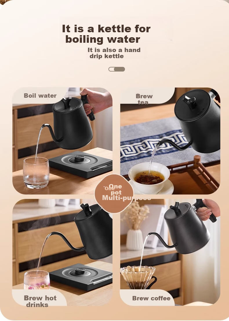 TEOTM Pour-Over Kettle, Electric Heating Temperature-Controlled Pour-Over Kettle with Ear Handle And Long Spout, Constant Temperature Tea Pot, Electric Hot Water Kettle 7