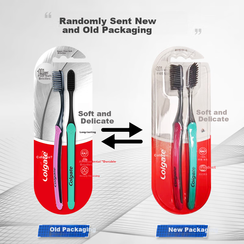 Colgate Slim Long-Lasting Charcoal Adult Soft Bristle Toothbrush, 8 Pack, Ultra-Fine Soft Bristles for Deep Cleaning, Random Colors