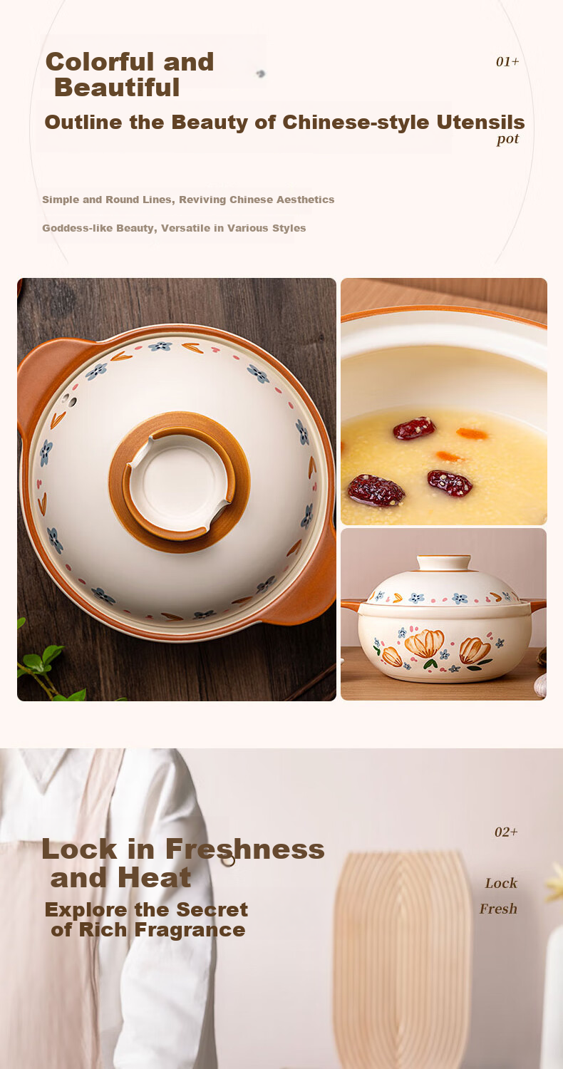 ASD Clay Pot Stew Pot 3.5L for Soup And Rice, Ceramic Pot for Chinese Medicine, Gas Stove Casserole 4