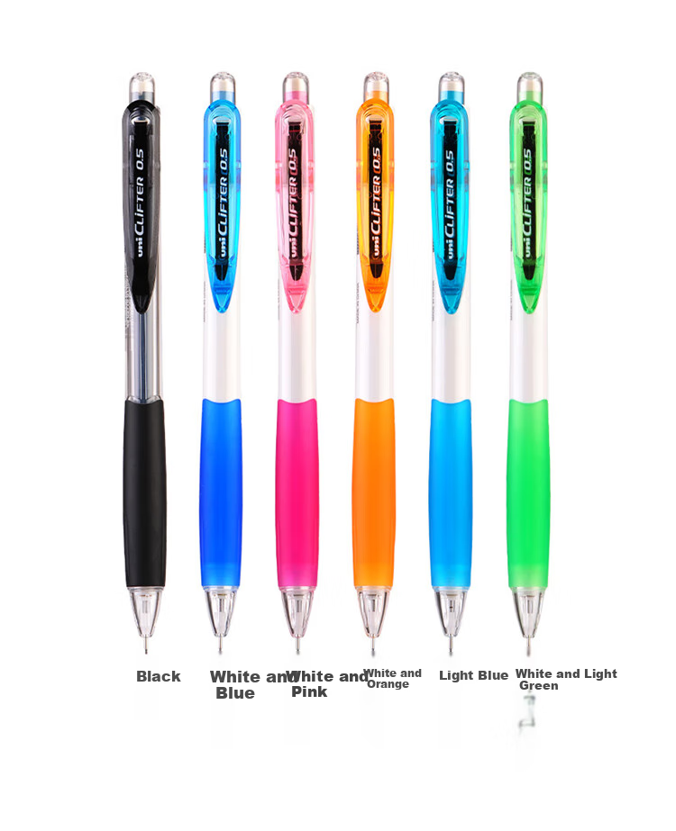 Uni Mitsubishi M5-118 Retractable Mechanical Pencil, Writing And Drawing Pencil with Eraser, 0.5mm, White And Orange, Single Pack 6