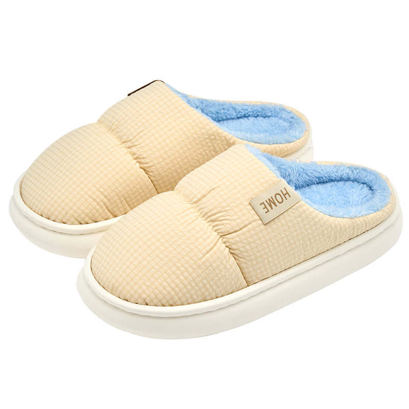 Grace Waterproof Cotton Slippers Men's Autumn and Winter Indoor Home Plush Warm Anti-Slip Thick Bottom Stepping on Shit Couple Cotton Slippers Female