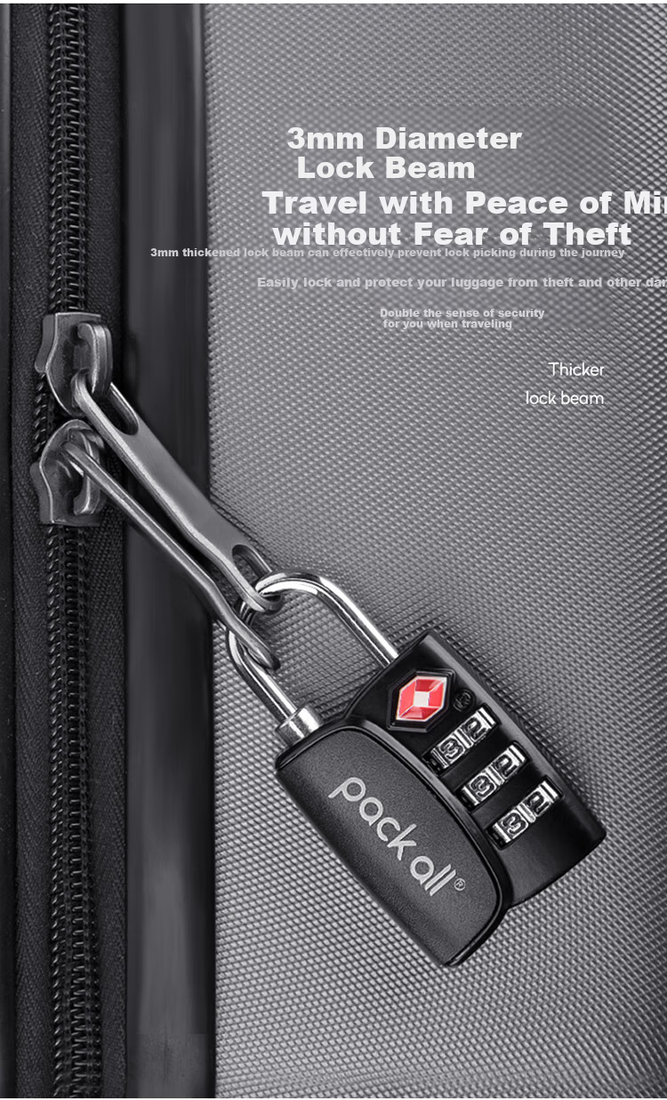 Pack All Travel Combination Lock, Three-Digit TSA Lock, Luggage Anti-Theft Lock, Dormitory Cabinet Password Lock Padlock, Black 6