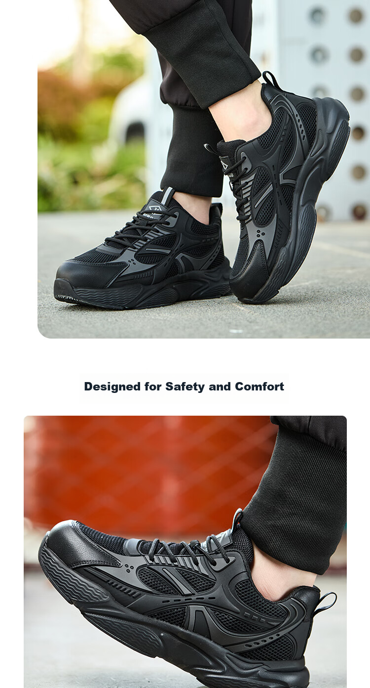 Dinggu Safety Shoes for Men, Steel Toe Anti-Smashing And Puncture-Resistant Work Boots for Construction Sites JD1573hei44 8