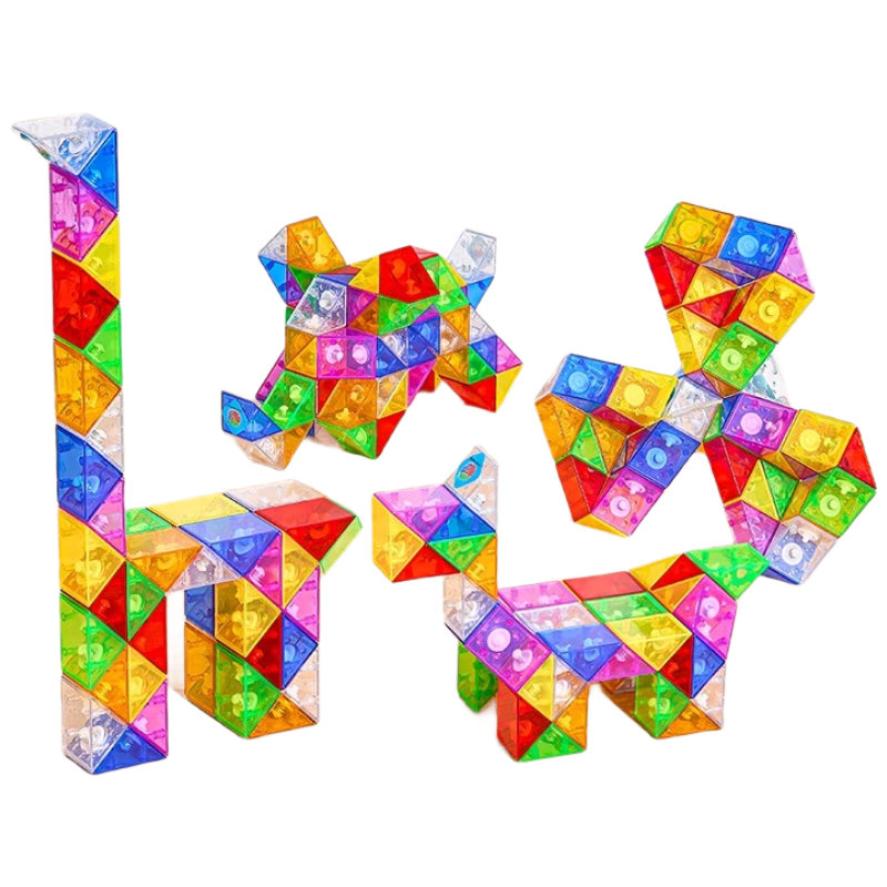 Leleyu 72-Segment Rainbow Glass Color Magic Cube Transformable Toy Full Set for Kindergarten Children Boys Girls Birthday Gift