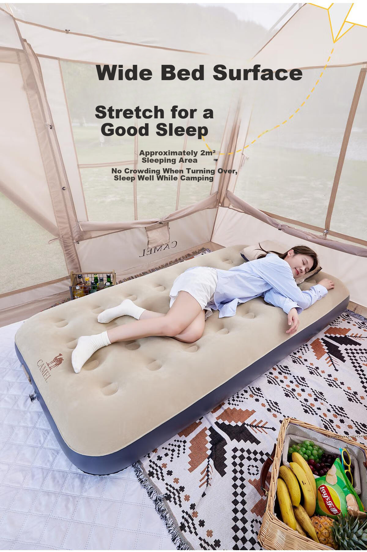 CAMEL [Jingdong Exclusive], Inflatable Mattress, Floor Sleeping Pad, Home And Outdoor Camping Mattress, Single Automatic Air Bed 7
