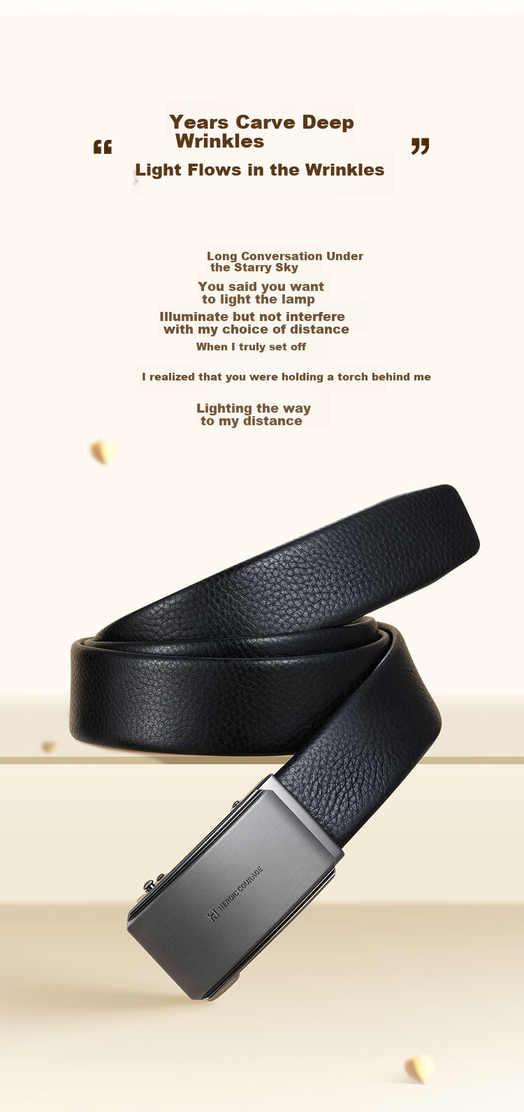 HLA Men's Belt, Birthday Gift, Automatic Buckle, Top-Grain Leather, Gift Box Packaging, New Style, Birthday Present for Husband Or Father 7