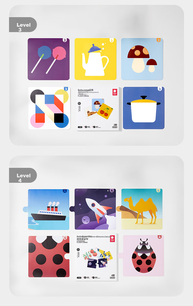 Babycare Black And White + Color Visual Tracking Training Cards, Newborn Enlightenment Early Education Cards, Educational Toys, Follow-The Cards Level 1-4 13
