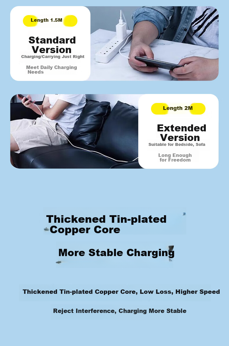 Masentek Type-C Charging Cable, Android Phone Data Cable USB-A to C Fast Charging 6A Compatible with Huawei, Honor, Vivo, Xiaomi, OPPO, Apple Lightning Micro 1 Meter 5