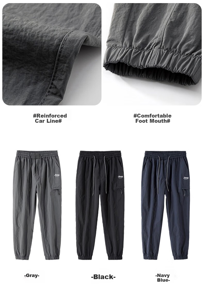 JEEP Casual Pants for Men, Spring Quick-Dry Breathable Sports Pants, Outdoor Trendy Hiking Trousers, Black, Size L 5
