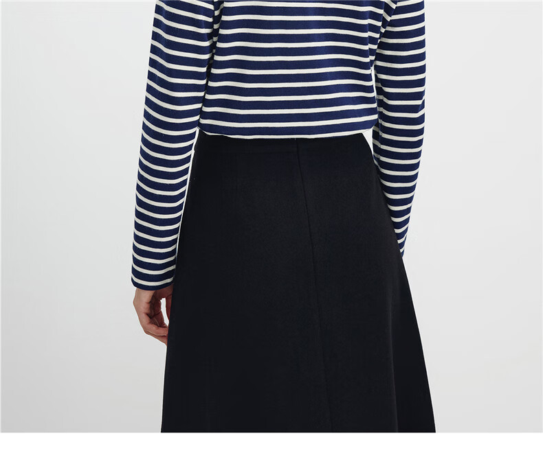 Navy Keller Italy Small Sailboat Women's 2025 New Off-Shoulder Striped Cotton Long Sleeve T-Shirt 2335005502 8