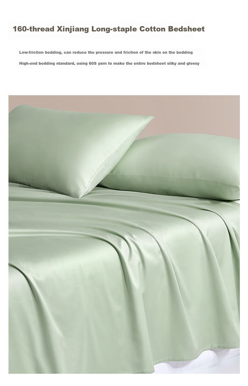 BEYOND Home Textiles, 60-Count Long-Staple Cotton Pure Cotton Bed Sheet, Single Piece Set, Green, 240*260cm, Jiaju Gua 1