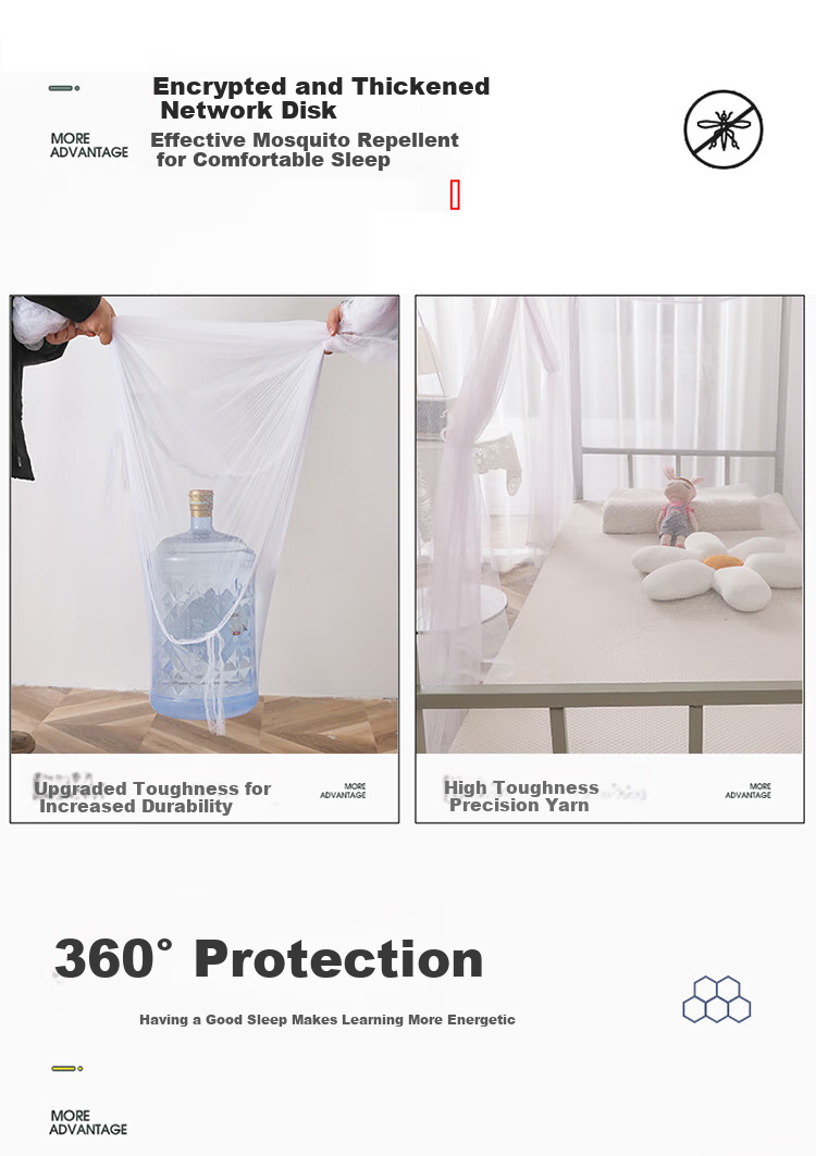 Grace Student Dormitory Bed Curtain Mosquito Net Single Door 1.2m White [Dense Mesh for Lower Bunk] 4