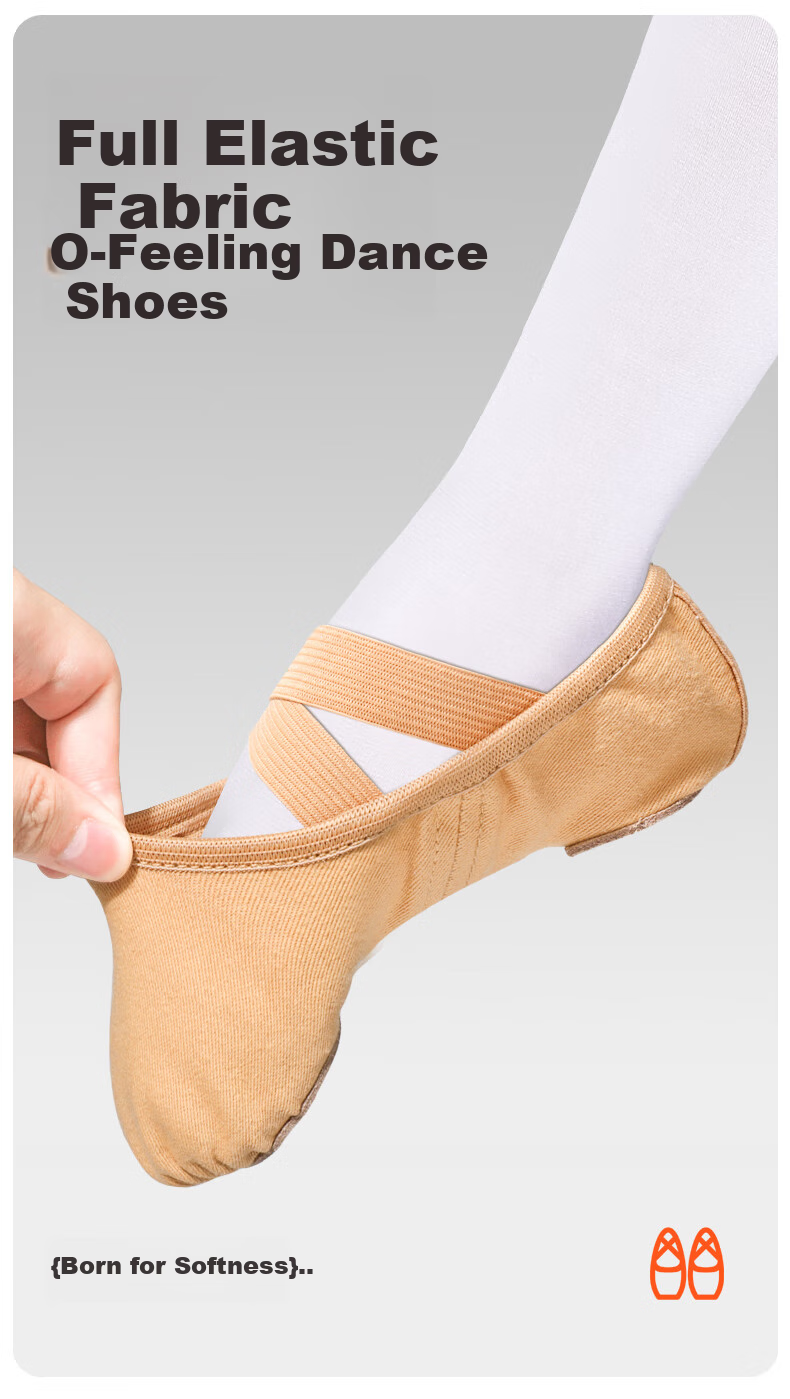 Zhiyouban Dance Shoes for Adults, Elastic Fabric, Skin Color, for Exam Preparation And Practice, Ballet Shoes for Children in Skin Color 1