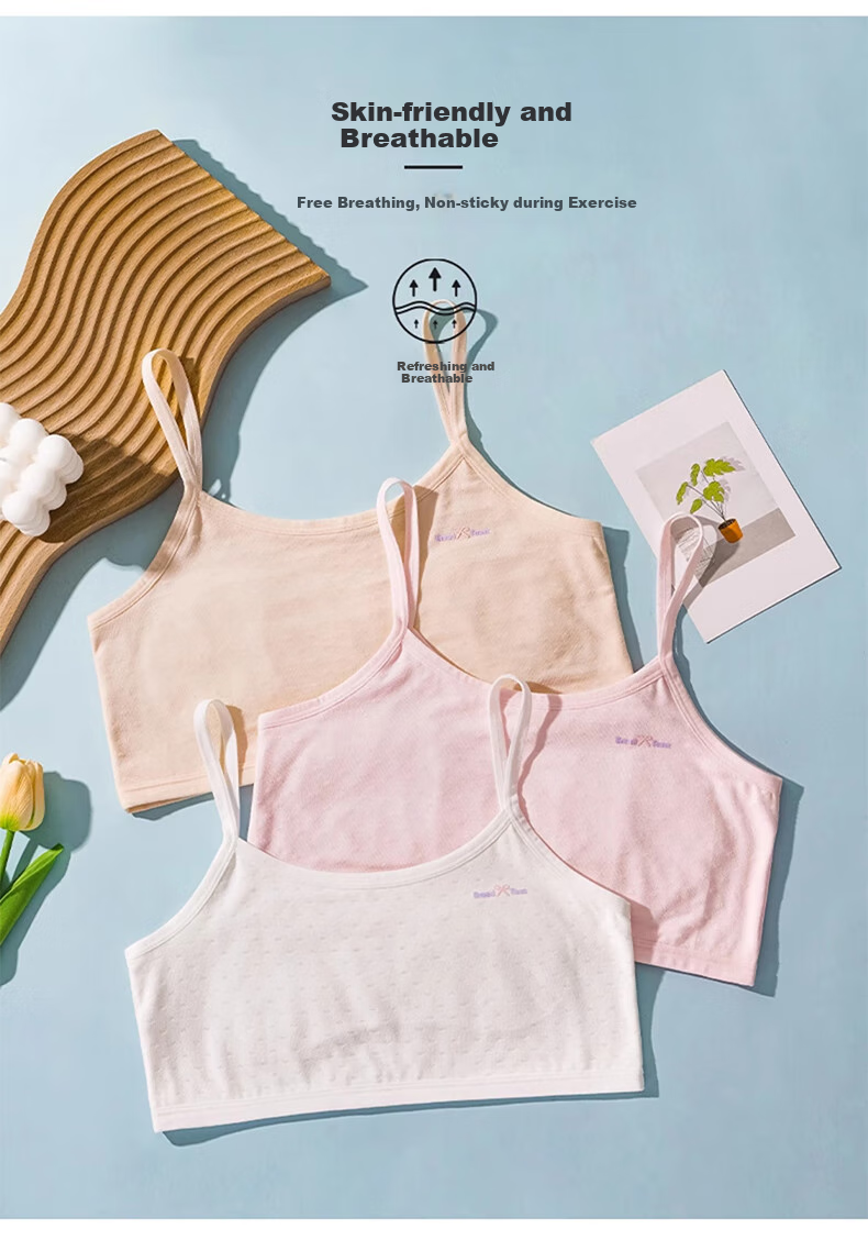 Ziyouxi Girls' Underwear for Elementary School Students in Puberty, Ages 8-12, Children's First Stage Camisole Thin Bra for Young Girls 10